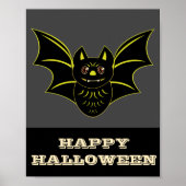 Vintage Bat Happy Halloween Poster (Voorkant)