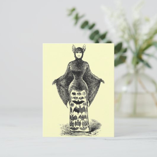 Vintage Bat Lady Briefkaart (Staand voorkant)