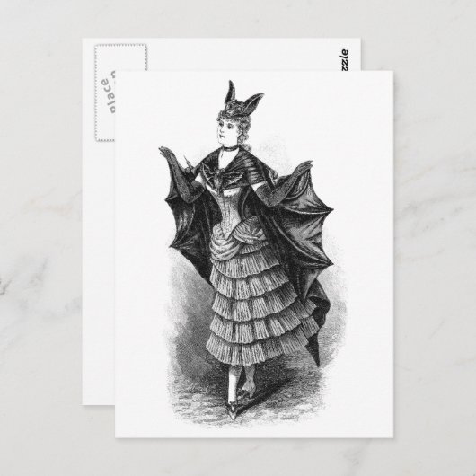 Vintage Bat Lady Briefkaart (Voorkant / Achterkant)