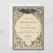 Vintage Bat Until Death Black Parchment Wedding Kaart (Voorkant)