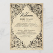 Vintage Bat Until Death Black Parchment Wedding Programmakaart (Voorkant)