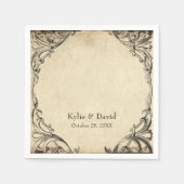 Vintage Bat Until Death Black Parchment Wedding Servet (Voorkant)