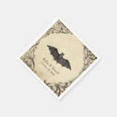 Vintage Bat Until Death Black Parchment Wedding Servet (Hoek)
