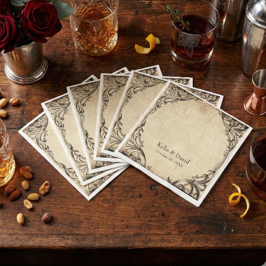 Vintage Bat Until Death Black Parchment Wedding Servet