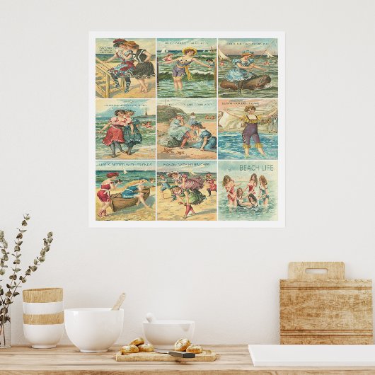 Vintage Bathing Beauties Poster (Keuken)