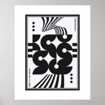 vintage bauhaus zwart en wit golvend geometrisch
