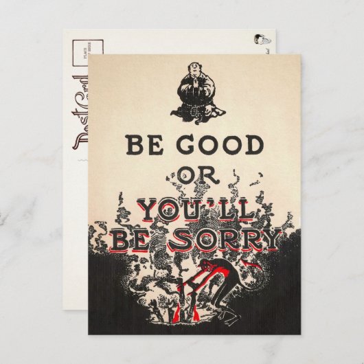 Vintage be Good Devil Briefkaart (Voorkant / Achterkant)