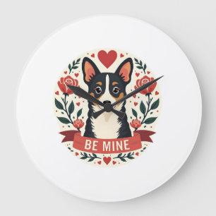 Vintage Be Mine Corgi Valentijns Bloemrijke Folk A Grote Klok