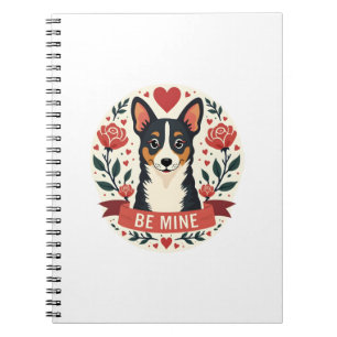 Vintage Be Mine Corgi Valentijns Bloemrijke Folk A Notitieboek