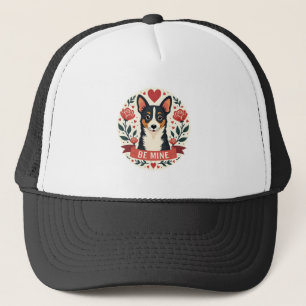 Vintage Be Mine Corgi Valentijns Bloemrijke Folk A Trucker Pet