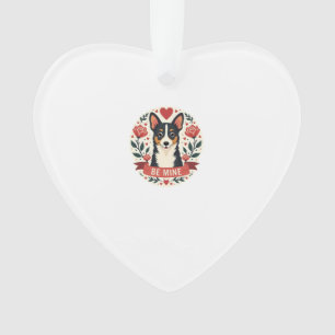 Vintage Be Mine Corgi Valentijnsdag Bloemrijke Fol Ornament