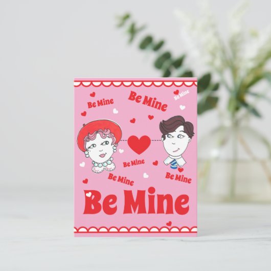Vintage Be Mine Valentines Flat Card (Staand voorkant)