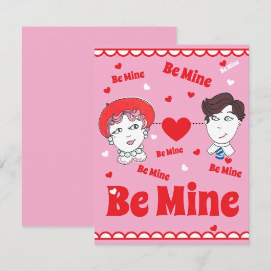 Vintage Be Mine Valentines Flat Card (Voorkant / Achterkant)