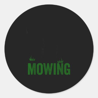 Vintage be mowing riding lawn mower dad papa men ronde sticker