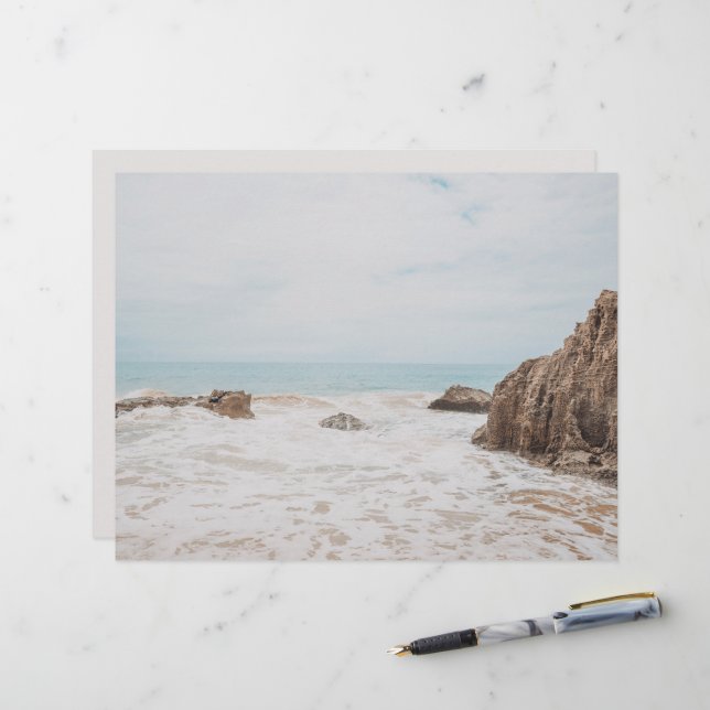 Vintage beach aesthetic scrapbook paper (Voorkant / Achterkant in situ)