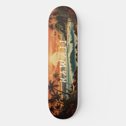 Vintage Beach Hawaii Persoonlijk Skateboard (Voorkant)