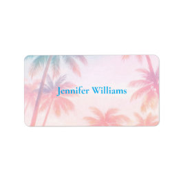 Vintage Beach Sunset Palm Trees Pastel             Etiket