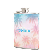 Vintage Beach Sunset Palm Trees Pastel             Heupfles (Links)