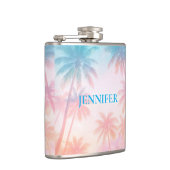 Vintage Beach Sunset Palm Trees Pastel             Heupfles (Rechts)