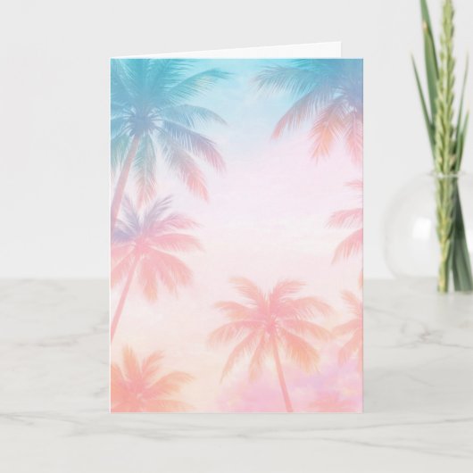 Vintage Beach Sunset Palm Trees Pastel             Kaart (Voorkant)