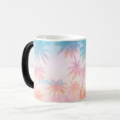 Vintage Beach Sunset Palm Trees Pastel             Magische Mok (Voorkant links)