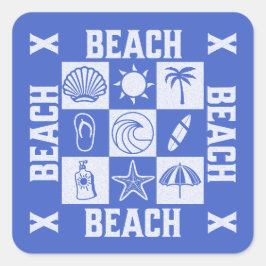 Vintage Beach Vibes -Beach Beach Beach  Vierkante Sticker