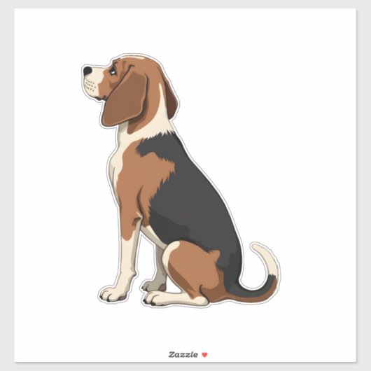 Vintage Beagle Dog Back View Illustration Pet Love Sticker (Vel)