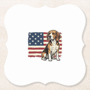 Vintage Beagle Patriottische Vlag Hond Shirt Ontwe Kartonnen Onderzetters