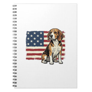 Vintage Beagle Patriottische Vlag Hond Shirt Ontwe Notitieboek