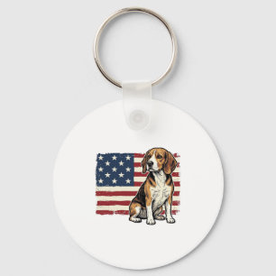 Vintage Beagle Patriottische Vlag Hond Shirt Ontwe Sleutelhanger
