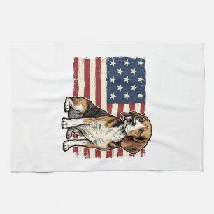 Vintage Beagle Patriottische Vlag Hond Shirt Ontwe Theedoek