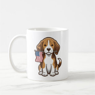 Vintage Beagle Puppy Amerikaanse Vlag Shirt Ontwer Koffiemok
