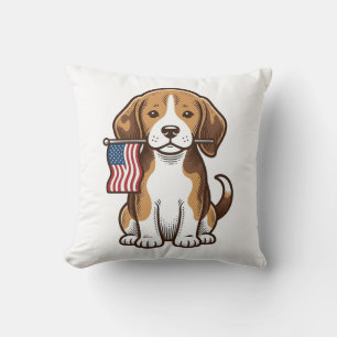 Vintage Beagle Puppy Amerikaanse Vlag Shirt Ontwer Kussen