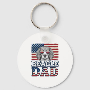 Vintage Beagle Vader Patriottisch Hond Shirt Ontwe Sleutelhanger