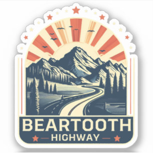 vintage Beartooth Highway us 212 Montana weg Sticker