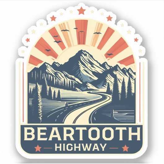 vintage Beartooth Highway us 212 Montana weg Sticker (Voorkant)