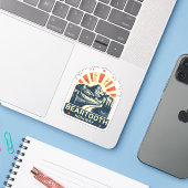 vintage Beartooth Highway us 212 Montana weg Sticker (Laptop met iPhone)