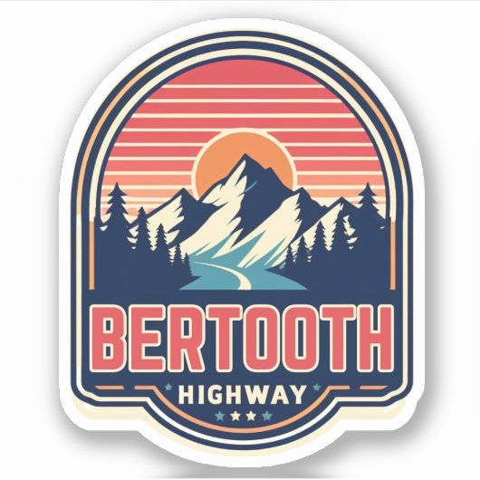 vintage Beartooth Highway us 212 Montana weg Sticker (Voorkant)