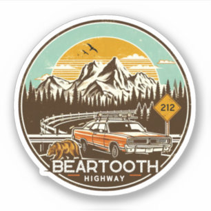 vintage Beartooth Highway us 212 Montana weg Sticker