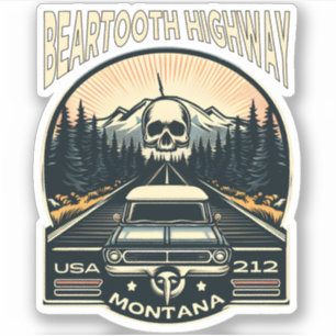 vintage Beartooth Highway us 212 Montana weg Sticker