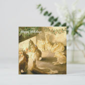 Vintage Beatrix Potter Konijn Kerstfeest Feestdagenkaart (Staand voorkant)