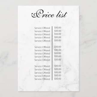 Vintage Beauty Salon Price List Menu
