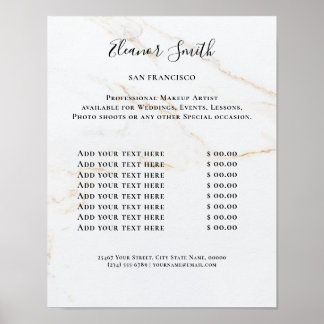 Vintage Beauty Salon Price List Poster