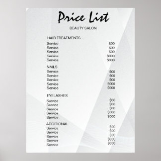 Vintage Beauty Salon Price List Poster
