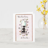 Vintage Beauty Shop Poodle Kaart (Gele Bloem)