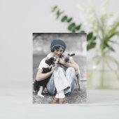 Vintage Beauty With Animals Postcard Briefkaart (Staand voorkant)