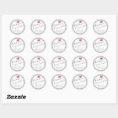 Vintage bedankt script rode hart ronde sticker (Vel)