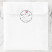 Vintage bedankt script rode hart ronde sticker (Tas)