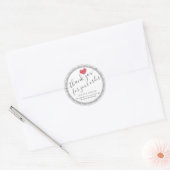Vintage bedankt script rode hart ronde sticker (Envelop)