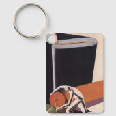 Vintage bedrijf, Art Deco stoffen en textiel Sleutelhanger (Voorkant)